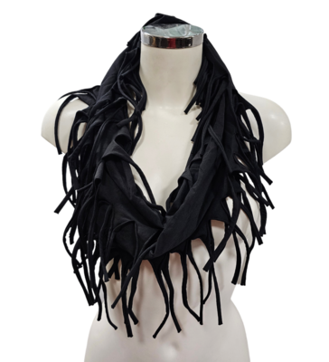 sjaal zwart met franjes