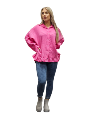 Blouse-roze met ruches