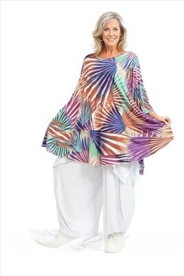 Summer Big Shirt in klokvorm gemaakt van zachte Slinky-kwaliteit paars Flowers