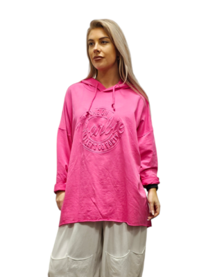 Sweater-roze met capuchon 100% cotton