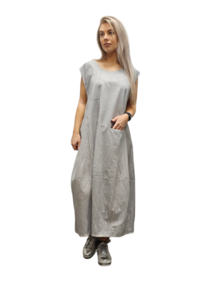 Mouwloze jurk grijs stonewashed