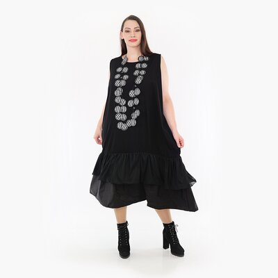 Tuniek- jurk met geplooide zoom