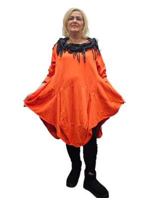 Ballontuniek oranje asymmetrisch 100% cotton