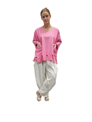 Apart ruim shirt met kartelzoom roze