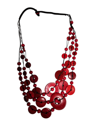 Houten kralen ketting rood