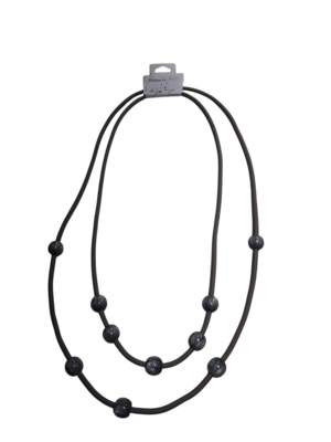 Rubberen ketting taupe met grijze kralen