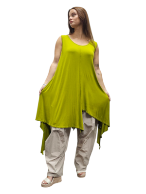 Tuniek  limegroen asymmetrisch
