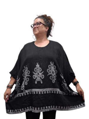 Wijde tuniek La Bass zwart print