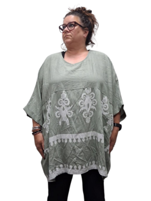 Wijde tuniek La Bass groen print