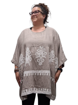 Wijde tuniek La Bass beige print