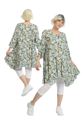 Lang, licht viscose jasje-vest Penny veelkleurig/groen-turquoise