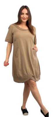 Kekoo jurk 'Lino' Taupe-Khaki