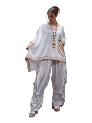 Wijde tuniek/shirt Marcy wit/beige