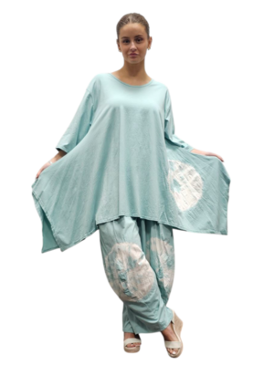 Tuniek A-lijn batikprint mintgroen