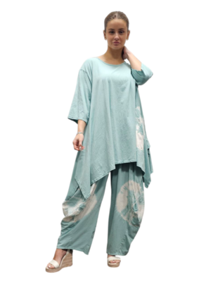 Tuniek A-lijn batikprint mintgroen