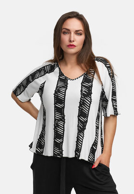 Boxy shirt van lichte viscose-stretch 'Sovana' wit