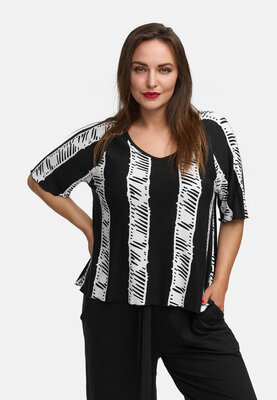 Boxy shirt van lichte viscose-stretch 'Sovana' zwart