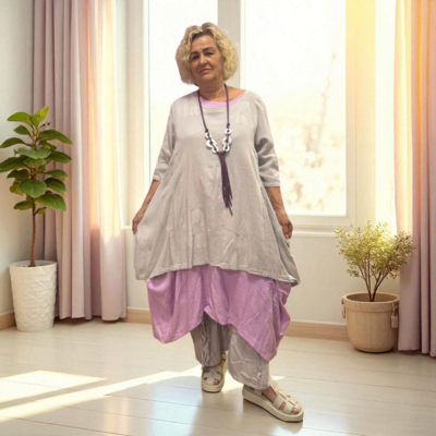 lange tuniek grijs 100% katoen