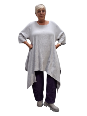 Tuniek asymmetrisch grijs mousseline stof