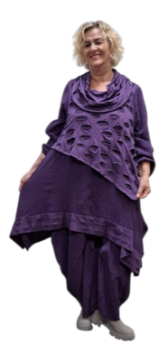 Aparte-tuniek purple gedeeltelijke tweelaags mousseline stof