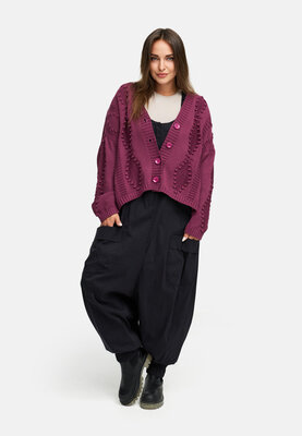Gebreid kort vest `Cotona` bordeaux
