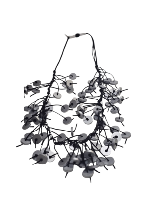 Lange fantasie ketting zilveren rondjes