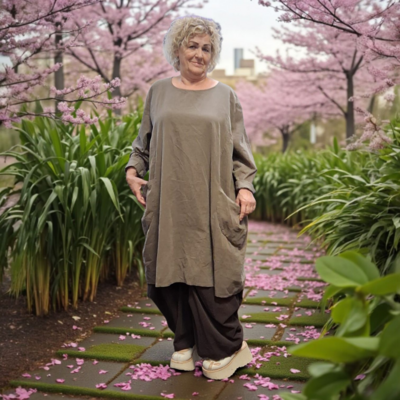 Jurk / lange tuniek taupe corduroy