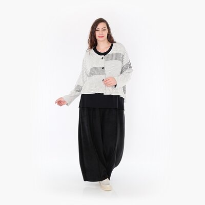 Jas-vest-Frilla-Geribbeld-blauw-ecru