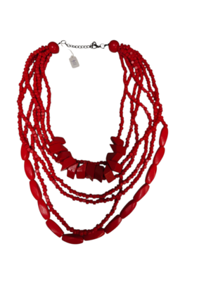 Houten kralen ketting rood