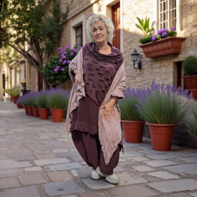 Omslagdoek grote sjaal oudroze mousseline stof