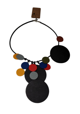 Rubberen ketting zwart met gekleurde ronde details