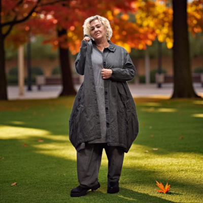 Ballonjas/vest antraciet stonewashed