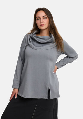 'Juline' Shirt – Denim met stretch in vloeiende A-lijn grijs