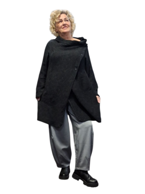 Blouse/vest 'Noira' zwart met structuurpatroon