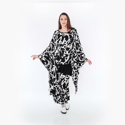 Ruim vallend shirt Tamia Plain zwart-wit