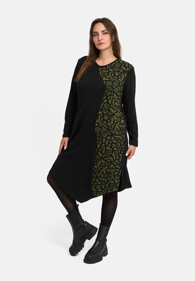 'Seriva' Jurk – A-lijn, zacht & figuurvriendelijk groen/zwart