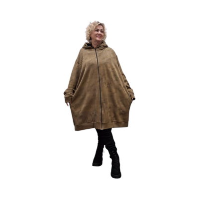 Oversized-capuchon-vest-jack,-ongevoerd-beige-Stitch