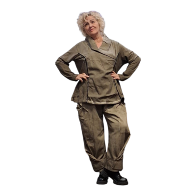 Tuniek Luuka olijf stonewashed met sjaalkraag