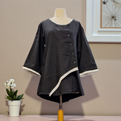 Kekoo A lijn blouse/jasje  zwart met witte details