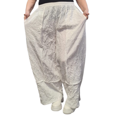 Broek  crushed wit  gekreukte look crushed