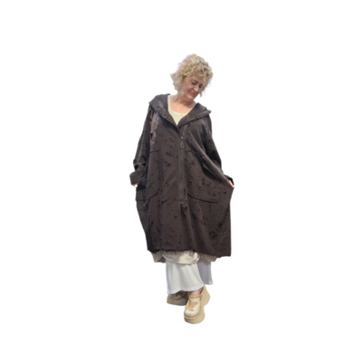 Aparte jas kastanje met capuchon