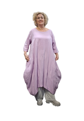 Jurk lila met steekzakken op voorpand 100% katoen