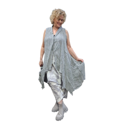 Nakijken Vest openvallend grijs met zakken