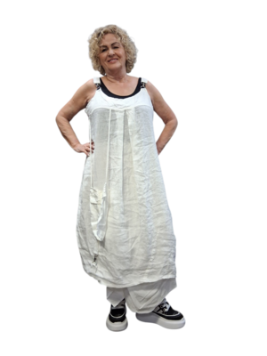 Overgooier wit  100% linnen mouwloos