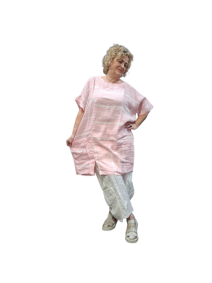 Roze witte tuniek 100% linnen