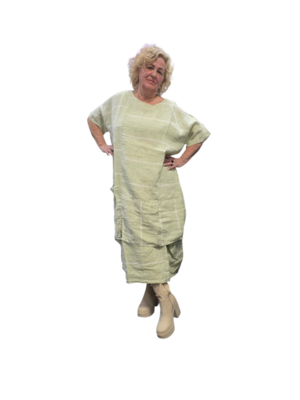 Groen witte tuniek 100% linnen