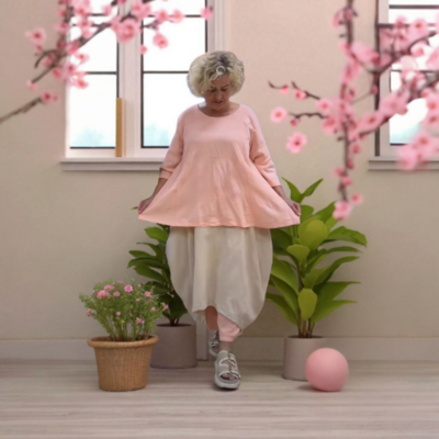 Shirt -tuniek -100% cotton A-lijn-abrikoos