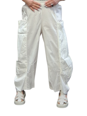 Wijde broek wit-rekbare taille
