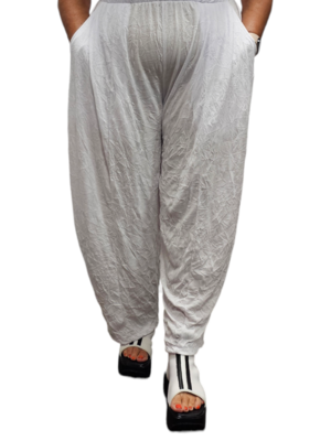 Broek wit gecrashte stof