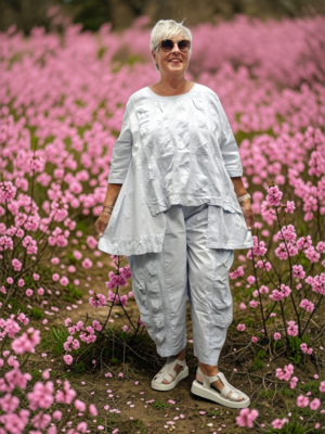 Tuniek ijsblauw asymmetrisch 100% cotton